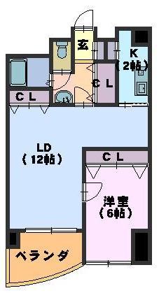 ヒルズ御器所(1LDK/4階)の間取り写真