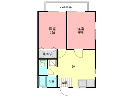 三村アパートA棟(2DK/2階)の間取り写真
