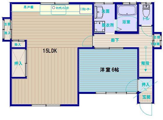 石田アパート(1LDK/2階)の間取り写真