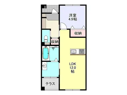 ORTENSIA(1LDK/2階)の間取り写真