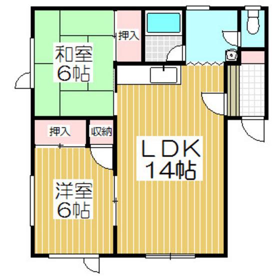 ふくみ荘(2LDK/2階)の間取り写真