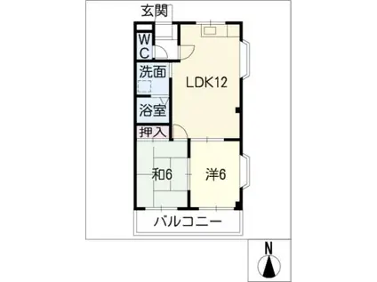 クオーレ阪田(2LDK/1階)の間取り写真