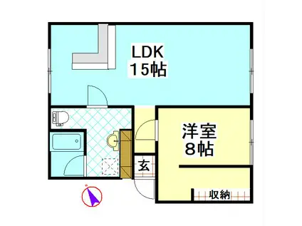 CASA DEL SOLE(1LDK/2階)の間取り写真