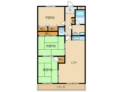 コートヴィレッジ清水(3LDK/3階)の間取り写真
