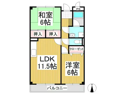 リンピアあっぷる(2LDK/2階)の間取り写真