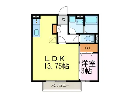 マ メゾン(1LDK/1階)の間取り写真