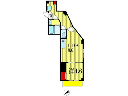 イルチェントロ本千葉駅前(1LDK/4階)の間取り写真