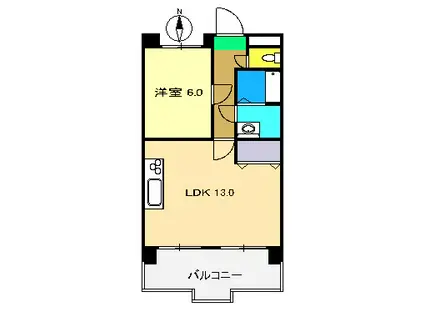 第一すいめいマンション(1LDK/6階)の間取り写真