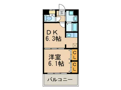 マインズ博多駅東(1DK/4階)の間取り写真