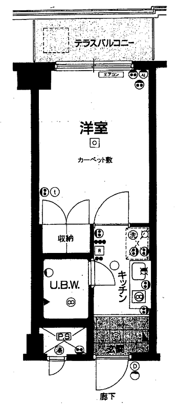信開ドムス舞崎(1K/1階)の間取り写真