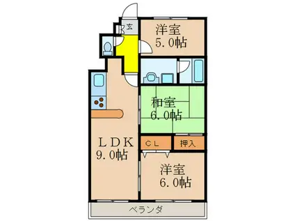 サンライズIII(3LDK/4階)の間取り写真