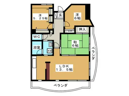 コムーネ東戸塚(3LDK/6階)の間取り写真