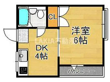 西住之江ハイツ(1DK/2階)の間取り写真