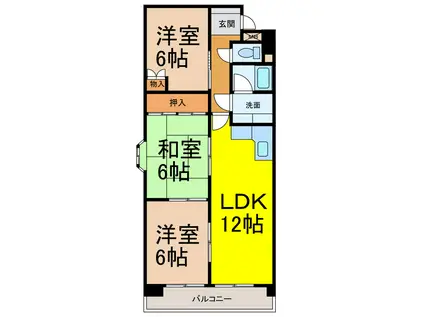 大成マンション(3LDK/5階)の間取り写真