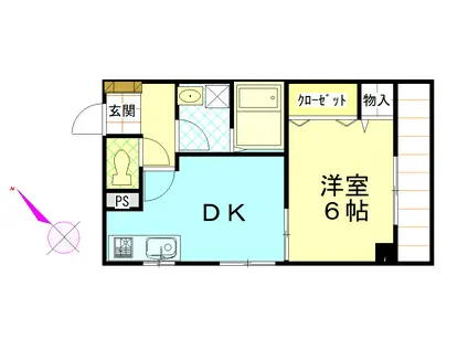 ヴィラ十文字(1DK/2階)の間取り写真