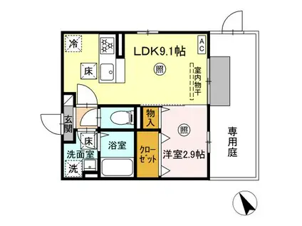 D-ROOM下富野(1LDK/3階)の間取り写真