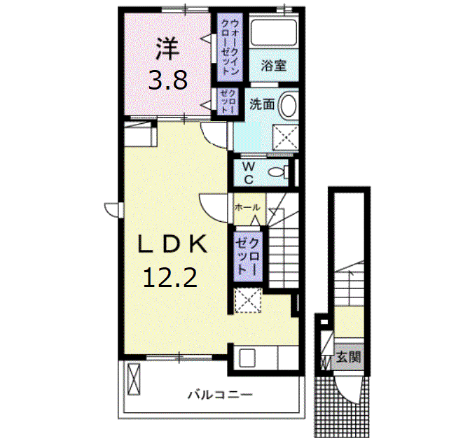 グランスターツA(1LDK/2階)の間取り写真
