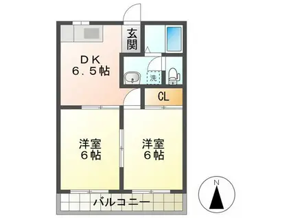 センチュリーマンション(2DK/2階)の間取り写真