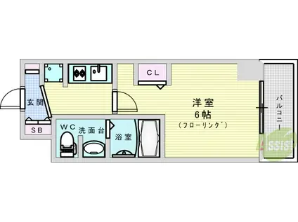 インザグレイス塚本ソレイユ(1K/9階)の間取り写真