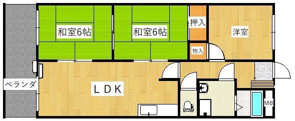 永信マンション(3LDK/2階)の間取り写真