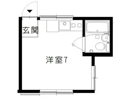 シャネルハイツ(ワンルーム/2階)の間取り写真
