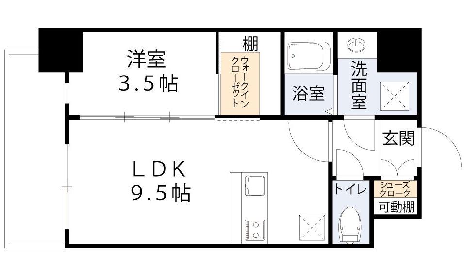 アドバンス大阪城ベレッツァ(1LDK/6階)の間取り写真
