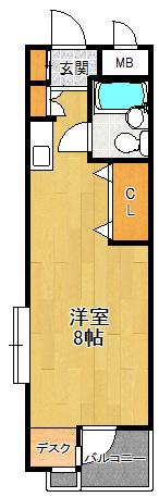 シティコア夙川(ワンルーム/4階)の間取り写真