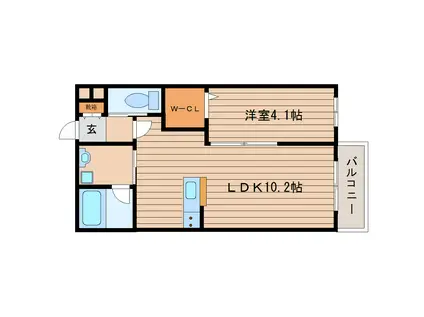 渡幸ベルメゾンD&C V(1LDK/1階)の間取り写真