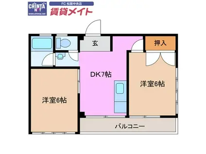 B-BALANCE(2DK/2階)の間取り写真