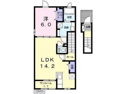 ララメゾン上二子(1LDK/2階)の間取り写真