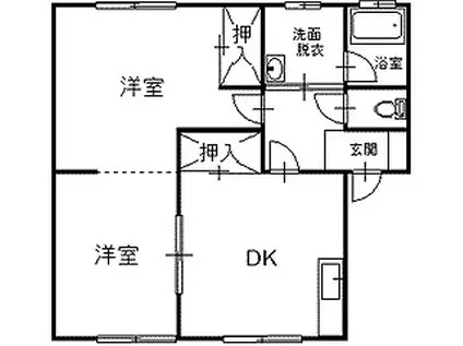 グリーンハイツかずき(2DK/1階)の間取り写真