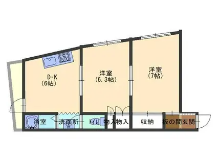 石井町3丁目(2DK/2階)の間取り写真