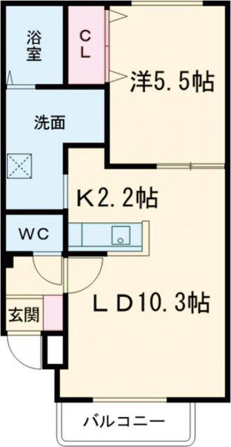 ルナパーク(1LDK/2階)の間取り写真