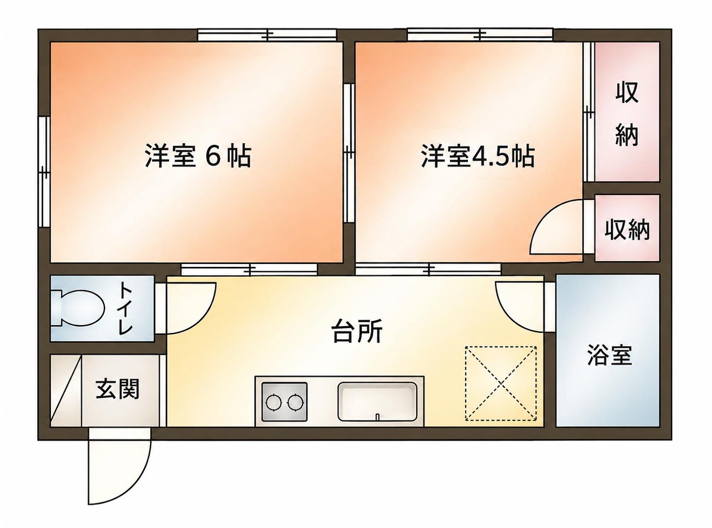 シャンポール今泉(2K/1階)の間取り写真