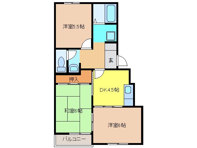サンハイツ今枝(3DK/3階)の間取り写真