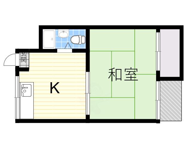 第1北野ビル(1K/2階)の間取り写真