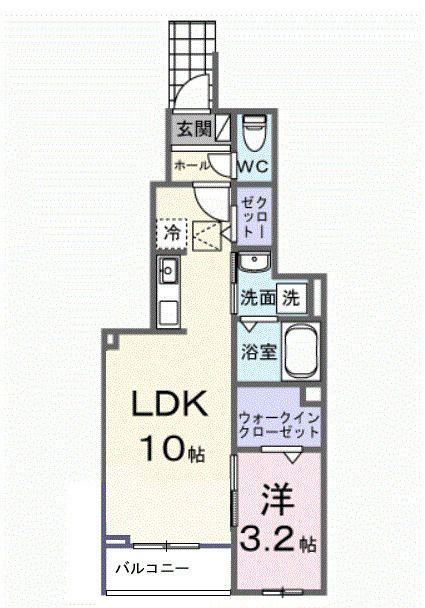 ヒカルサ土浦神立ウエスト(1LDK/1階)の間取り写真
