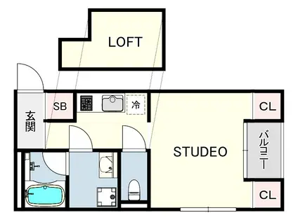 神戸甲南山手アパートメント(ワンルーム/2階)の間取り写真