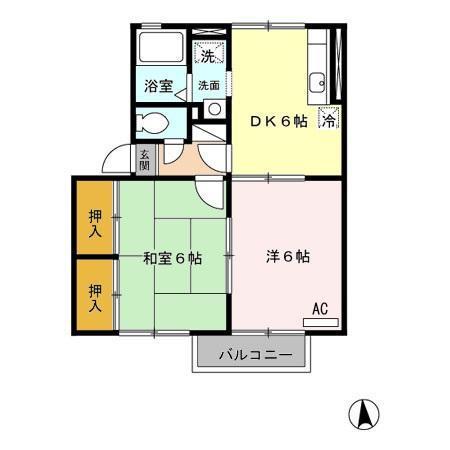 ファミール小春の里 B(2DK/2階)の間取り写真