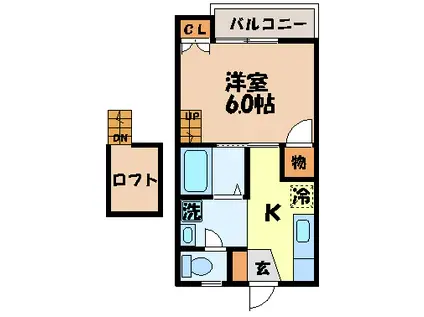 NEXT DOOR II(1K/2階)の間取り写真
