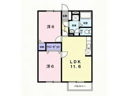 ファミールロジュマンA(2LDK/2階)の間取り写真