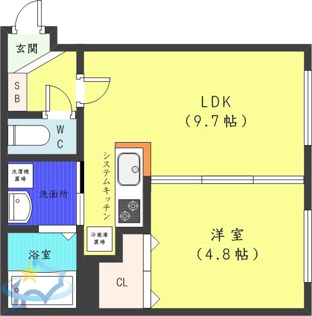 K・Sー11(1LDK/1階)の間取り写真