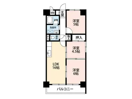 シティプラザ浜松(2LDK/1階)の間取り写真