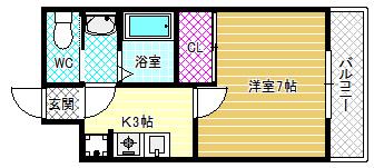 ARATA松原天美東(1K/1階)の間取り写真