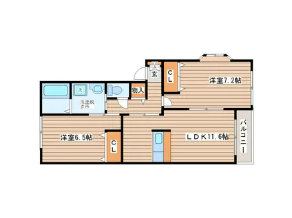 グレースみなみIII(2LDK/2階)の間取り写真