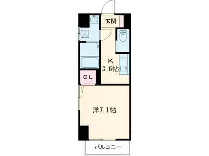 アミティ佐世保田原町(1K/5階)の間取り写真