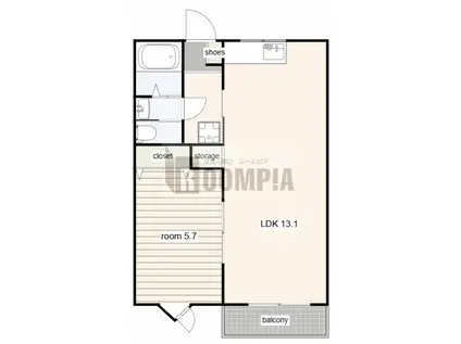 コーポ城西(1LDK/2階)の間取り写真