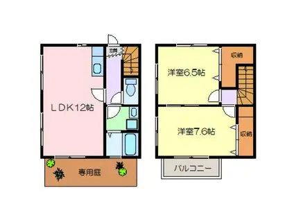 テラスコート・リヴ(2LDK/1階)の間取り写真