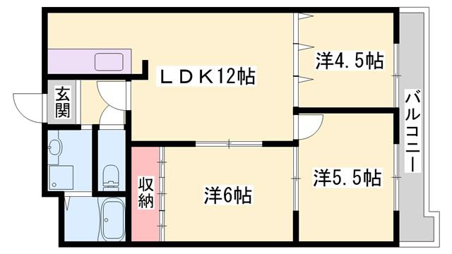 OCEAN(3LDK/5階)の間取り写真