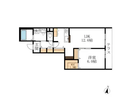 プリメーラ沼影(1LDK/1階)の間取り写真